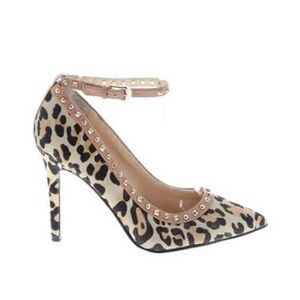 Ivanka Trump Leopard Print Heels with Studded Strap